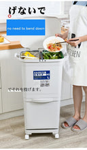 Kitchen Trash Can With Wheel, Open-Top - Recycle Sorting Bin for Household Dry and Wet Waste Separation, Classification