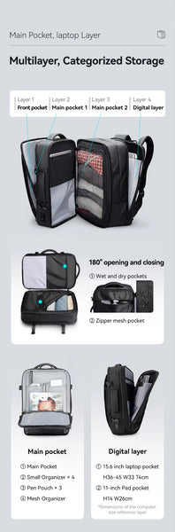 Versatile Expandable Laptop Backpack For All-day Traveling