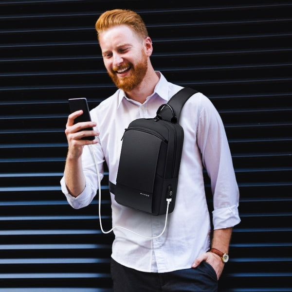Sling Bag for Men Multifunctional Crossbody Bag, Waterproof, Usb Port,