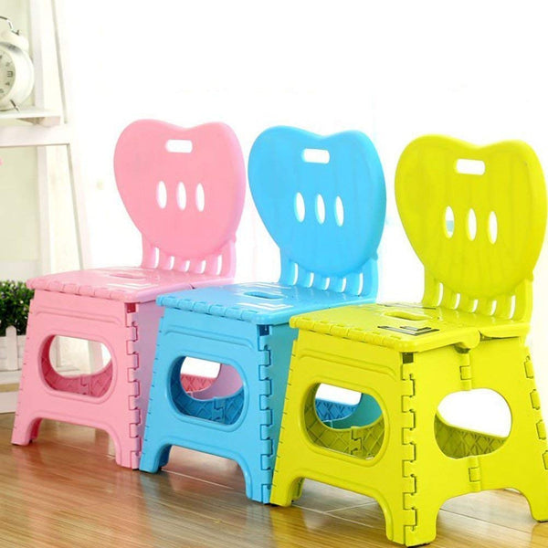 Oncaarnival Kids Creative Portable ABS Folding Step Stool, Folding Chairs with Backrest