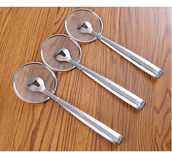 Oncaarnival 2In1 Stainless Steel Filter Spoon with Clip for Kitchen | Oil-Frying Multi-Functional BBQ Filter | Clamp Strainer Kitchen Tools | Oil Drainer | Oil Filter Tongs
