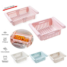 Expandable Adjustable Fridge Storage Basket Expandable Fridge Storage Rack Tray Fridge Space Saver Food Organizer, Multicolor (Pack of 4)