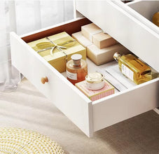 Wood Mini Dressing Table, Small Dresser Table Makeup Vanity With Mirror And Cosmetic Storage Stylish Modern Design For Bedroom Bay Window Dresser Cabinet (Beige)