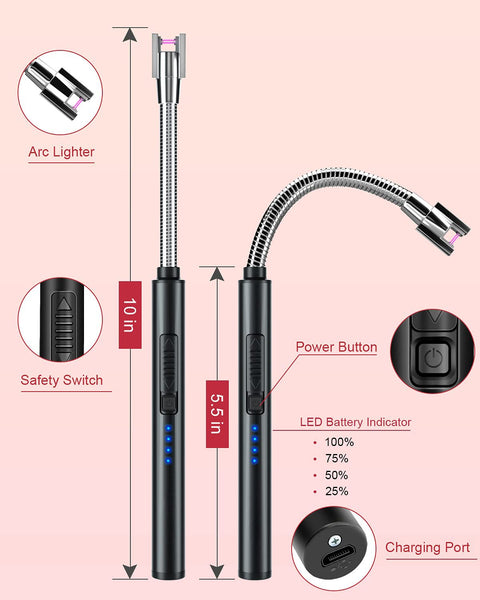USB Rechargeable Plasma Arc Lighter | 360° Flexible, Windproof, Multi‑Purpose