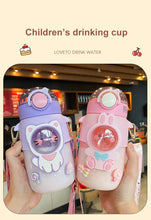 Kids Water Bottle With Straw Sealed Flip Top Lid Bottle Large Capacity 700ml Cute Cartoon Design Beverage Containers Clear Water Bottle With Removable Shoulder Strap Water Bottle For Kids