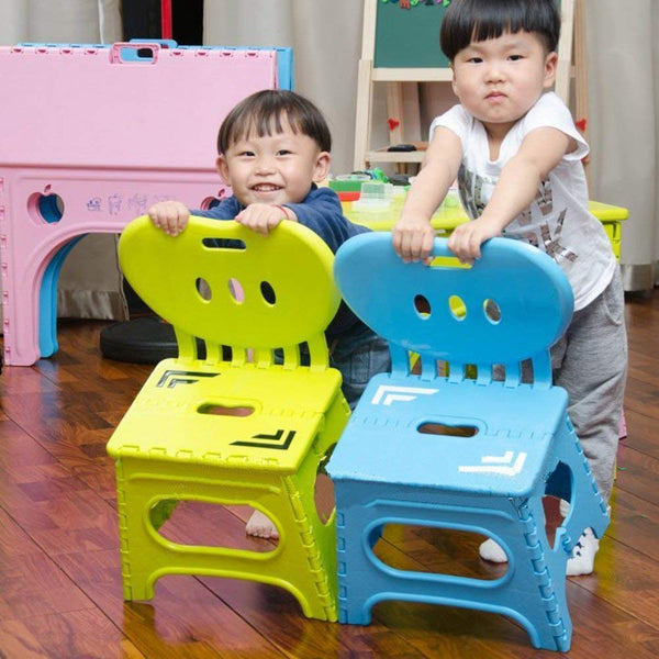 Oncaarnival Kids Creative Portable ABS Folding Step Stool, Folding Chairs with Backrest