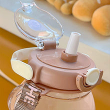 1 Liter Capacity Cute Teddy Shape Children Water Bottle With Strap, Straw For School, Travel And Outdoor