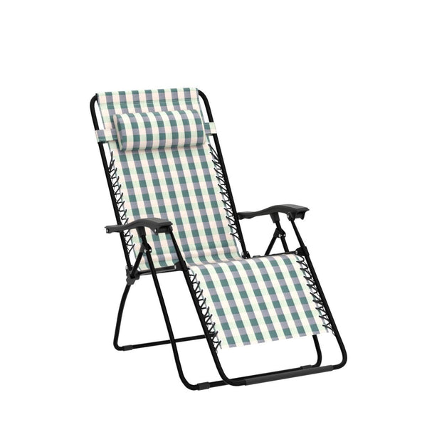 Oncaarnival Portable Lounge Chair Full Flat Cot 2 in 1, Folding Camping Chair, Reclining Chair with Pillow for Indoor Outdoor Patio Deck Yard Beach Pool