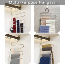 5 Layers Stainless Steel S Shape Multifunctional Clothes Hangers Pants Storage Rack Cloth Holder Multilayer Storage Cloth Hanger