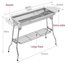 Oncarnival Portable Folding Charcoal BBQ Grill Stainless Steel Thickened Barbeque Grill Home Garden Backyard Tailgate Party Camping Picnic Cooking Large Silver