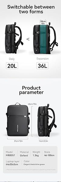 40L Carry-on Travel Backpack underseat Flight bag fit 17.3 Laptop
