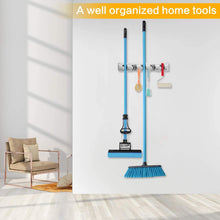 Oncaarnival Mop & Broom Holder; Upgraded with Effective Strong Holding 5 Slot Position with 6 Hooks Garage Storage up to 11 Tools Wall Mounted; Organize Ideas; Standard Size, Plastic, Multicolour