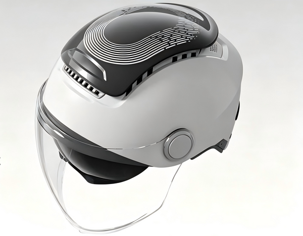 Helmet for Men & Women, Two Wheeler Scooter Headgear with Front Visor, Ventilated Design, Adjustable Visor Mechanism, Comfortable Inner Padding for Daily Riding