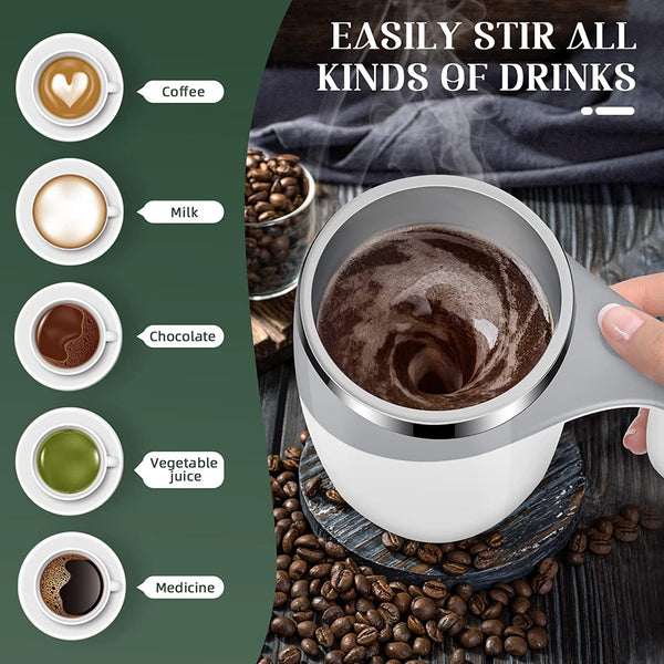 Self Stirring Coffee Mug Spinning Home Office Travel Mixer Cup Auto Magnetic Mug Mixer Automatic Mixing Coffee Cup Self Mixing Stainless Steel Cup for Coffee