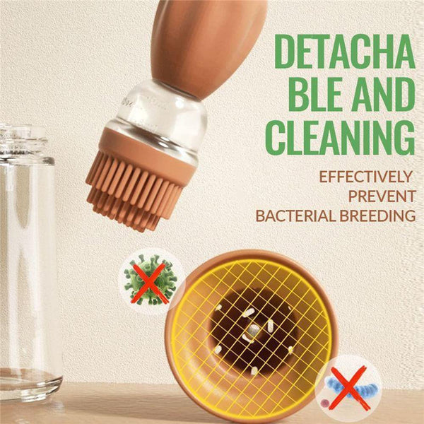 Chef's Basting Set Silicone Oil Pastry Brush Dispenser Glass Docking Bowl Set for Cooking, BBQ, Baking and Grilling