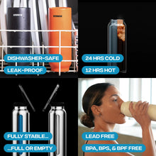 Insulated Water Bottle with Megnetic Phone Holder - Stainless Steel Bottle with Magnetic Tripod Mount - Hot 12H, Cold 24H, 360° Rotate - 710 Ml