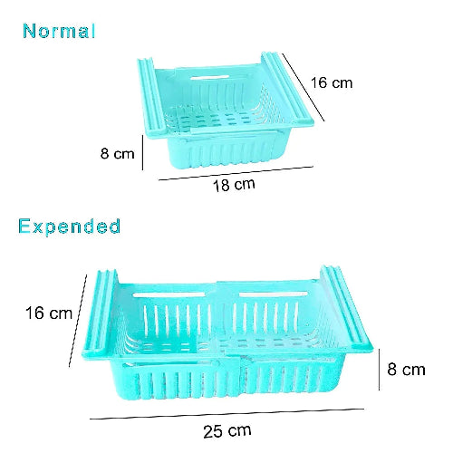 Expandable Adjustable Fridge Storage Basket Expandable Fridge Storage Rack Tray Fridge Space Saver Food Organizer, Multicolor (Pack of 4)