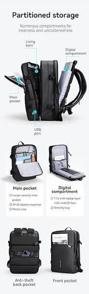 40L Carry-on Travel Backpack underseat Flight bag fit 17.3 Laptop