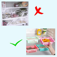 Expandable Adjustable Fridge Storage Basket Expandable Fridge Storage Rack Tray Fridge Space Saver Food Organizer, Multicolor (Pack of 4)