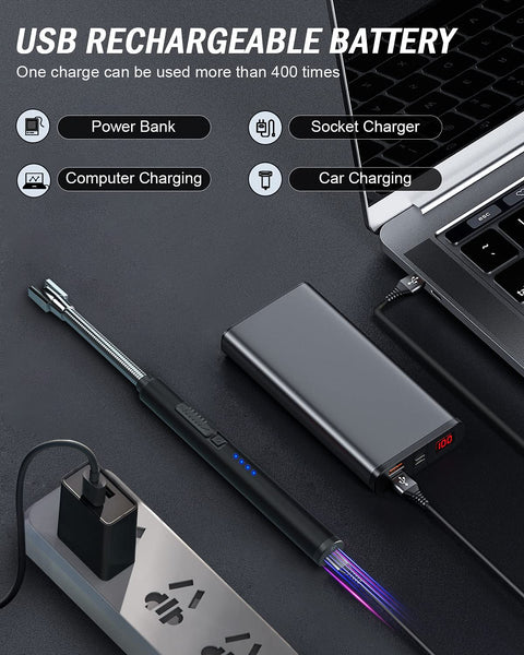 USB Rechargeable Plasma Arc Lighter | 360° Flexible, Windproof, Multi‑Purpose