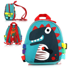 Oncarnival Toddler Backpack Montessori Education Toys for Kids Fine Motor Skills and Learn Basic Skill, Dinosaur Sensory Activities Bag & Travel Toy with Zippers, Buttons, Buckles