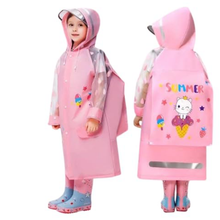 ONCARNIVAL Hooded Raincoat for Kids | Wide Brim Raincoat for Kids, Student | Kids Rain Coat for Girls with School Bag Rain Cover Printed