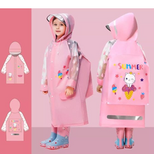 ONCARNIVAL Hooded Raincoat for Kids | Wide Brim Raincoat for Kids, Student | Kids Rain Coat for Girls with School Bag Rain Cover Printed