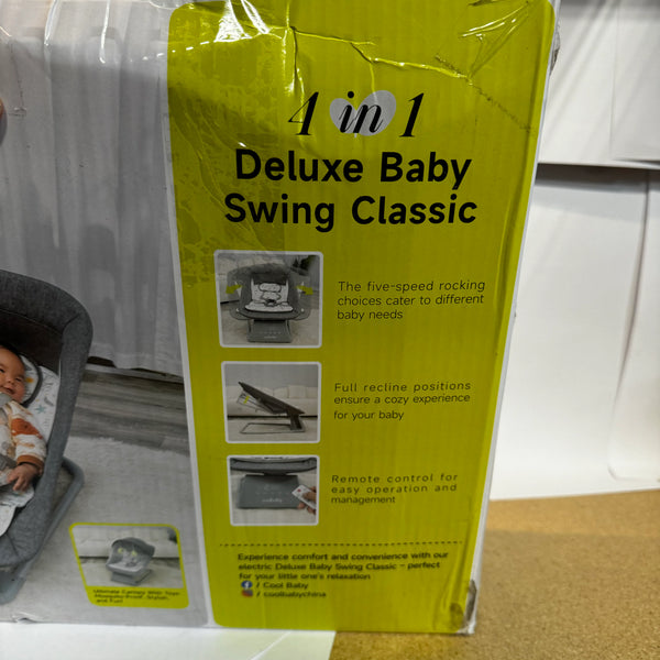 Deluxe Baby Swing Chair with 5 Rocking Speeds, Cry Detection, Bluetooth & Remote Control