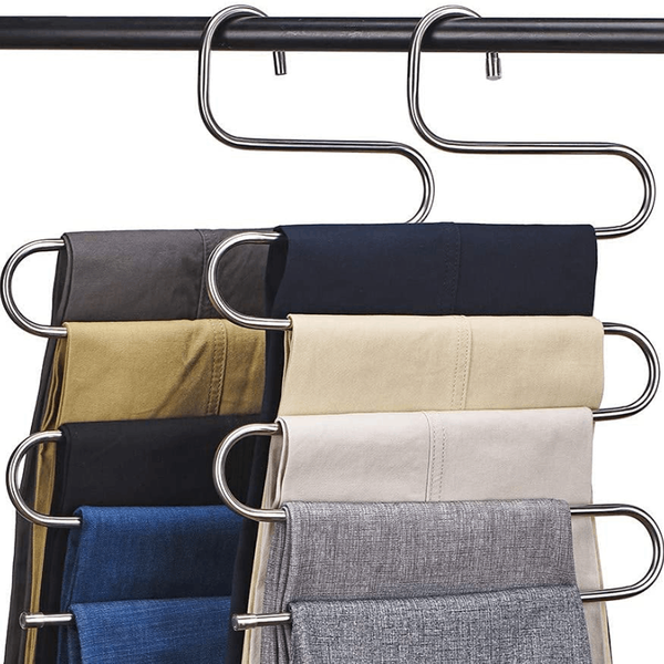 5 Layers Stainless Steel S Shape Multifunctional Clothes Hangers Pants Storage Rack Cloth Holder Multilayer Storage Cloth Hanger