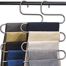 5 Layers Stainless Steel S Shape Multifunctional Clothes Hangers Pants Storage Rack Cloth Holder Multilayer Storage Cloth Hanger