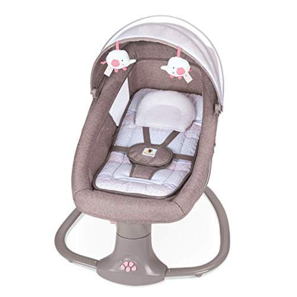 ONCARNIVAL Newborn Baby Electric Swing Rocker, with Full Round Support, Strong and Stable. Comes with Mosquito net, Toys, Remote Control & Bluetooth connectivity (Pink)