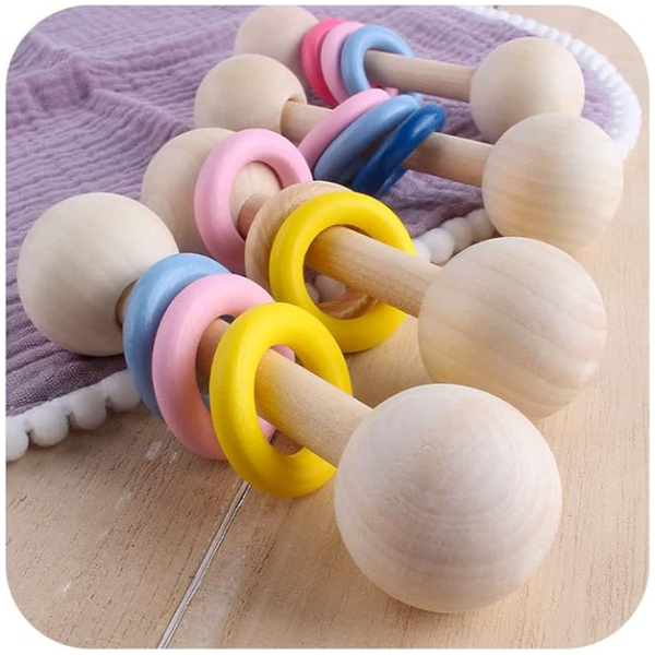 Oncarnival Natural Organic Baby Teething Toy Newborn Rattle Wooden Chewable Teether (Pack of 1)