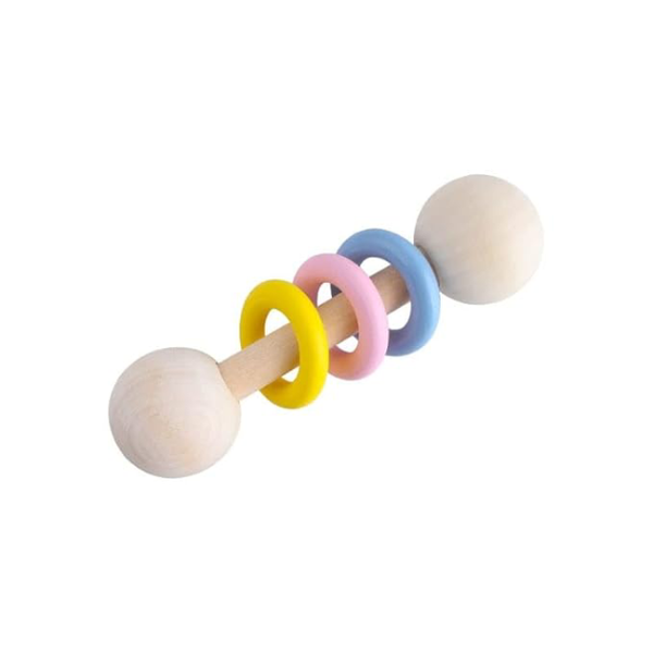 Oncarnival Natural Organic Baby Teething Toy Newborn Rattle Wooden Chewable Teether (Pack of 1)