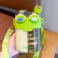 Water Bottle with Straw, 780 Double Sided Cute Water Bottles with Adjustable Strap, BPA-free Leakproof Drinking Water Bottle for School Office Gym Trave
