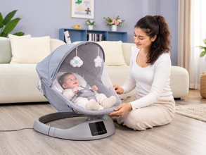 Deluxe Baby Swing Chair with 5 Rocking Speeds, Cry Detection, Bluetooth & Remote Control