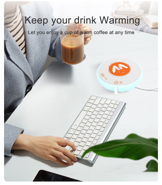 Smart Coffee Warmer, Cup Heating Plate, One Key Constant Temperature, Stir, Non-Slip Silicone Base, Suitable for Glasses, Cans, Etc