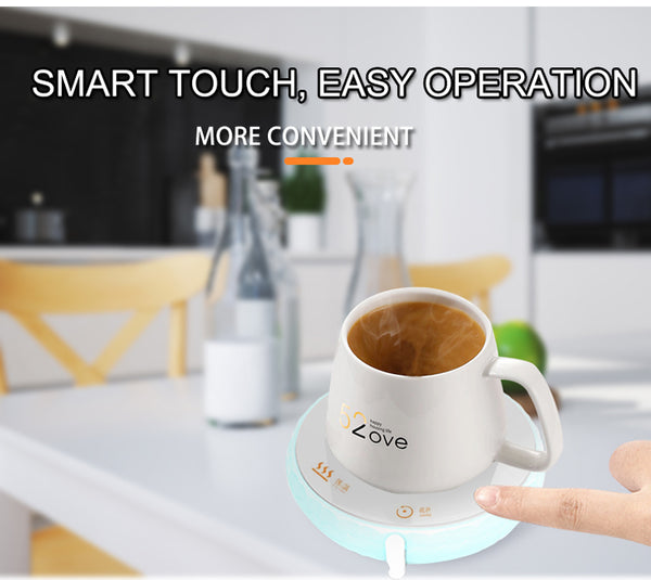 Smart Coffee Warmer, Cup Heating Plate, One Key Constant Temperature, Stir, Non-Slip Silicone Base, Suitable for Glasses, Cans, Etc