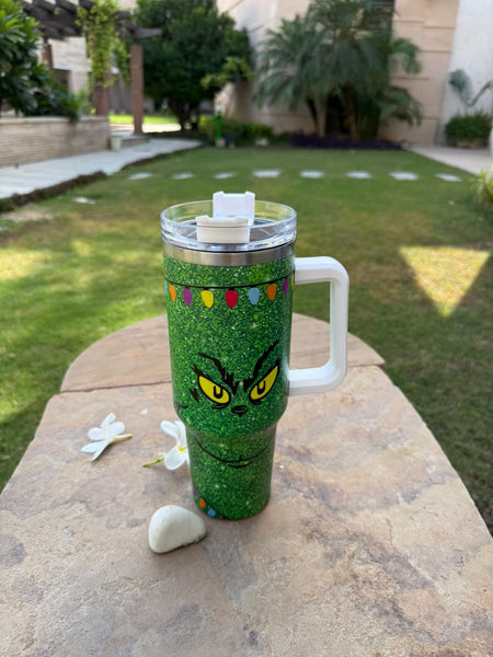 40 oz Insulated Tumbler with Handle and Straw Lid – 1000ml Leak-Proof Stainless Steel Travel Mug