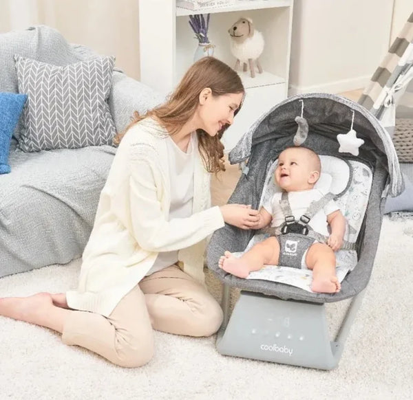 Deluxe Baby Swing Chair with 5 Rocking Speeds, Cry Detection, Bluetooth & Remote Control