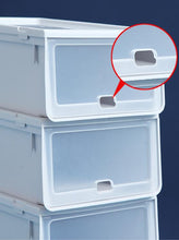 4Pcs Shoes Storage Box Stackable Foldable Plastic Shoes Holder Cabinet Transparent Shoes Organizer Case Clear Drawer, 32.5X22.5X13.5 Cm