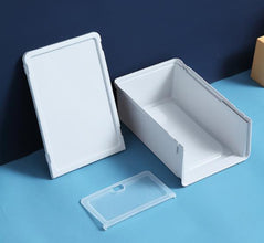 4Pcs Shoes Storage Box Stackable Foldable Plastic Shoes Holder Cabinet Transparent Shoes Organizer Case Clear Drawer, 32.5X22.5X13.5 Cm